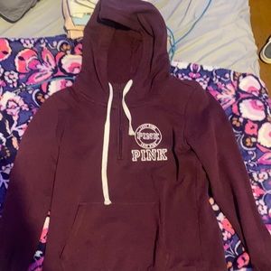 Quarter Zip Medium PINK sweatshirt with a hood.